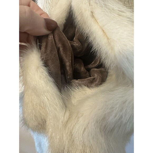 Vintage Mink Fur Coat Women S/M White & Brown Two Tone Stroller Length 1970s - Picture 9 of 9